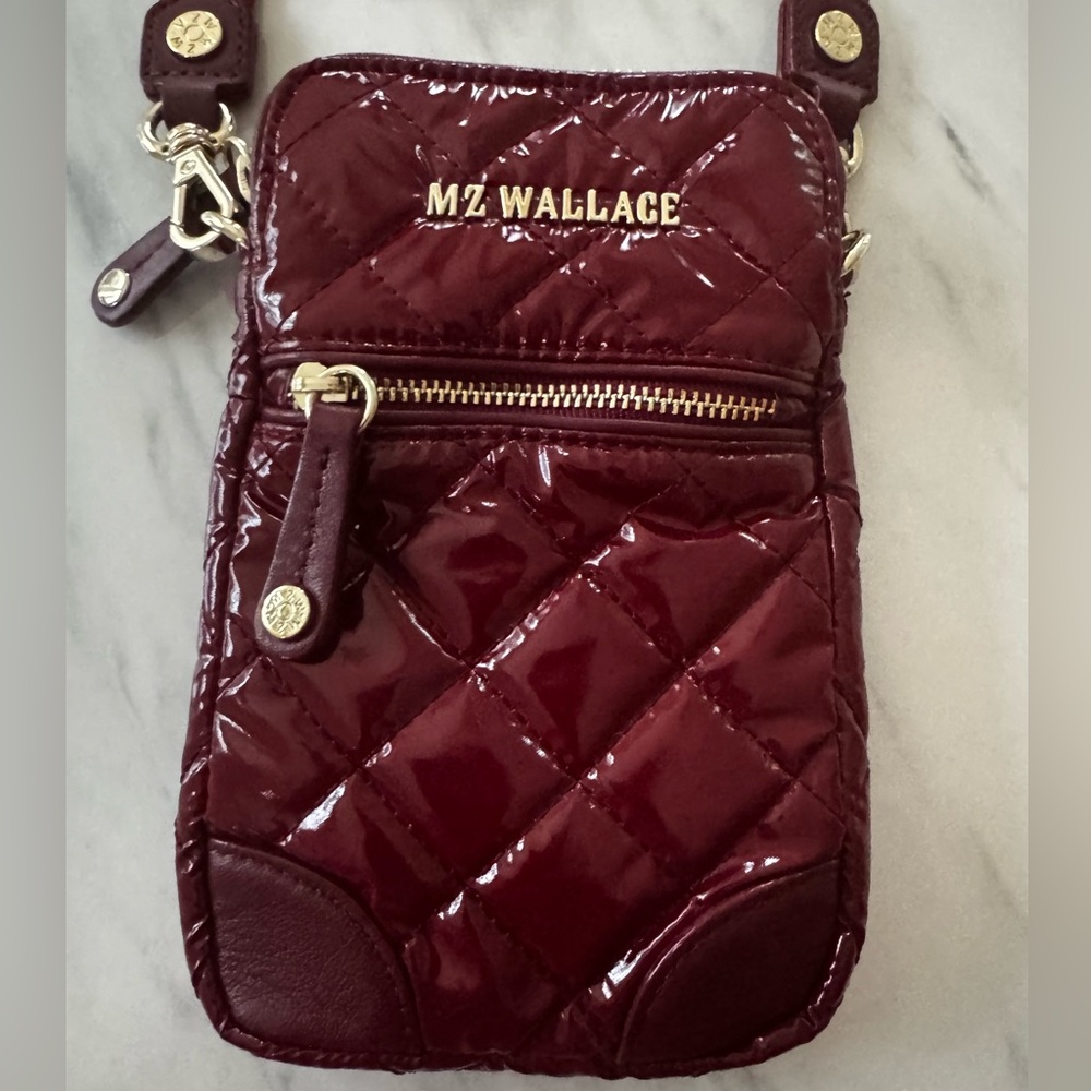 MZ Wallace Quilted Micro Crosby Crossbody Bag in Port Lacquer /Gold